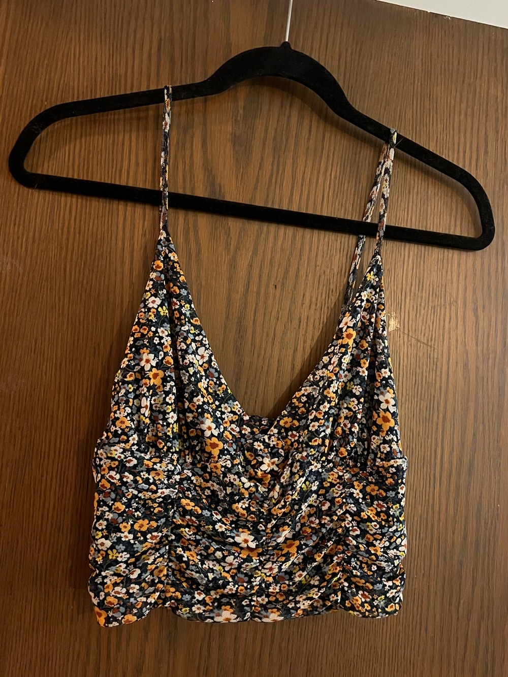 Black Floral Cropped Going Out Tank Top